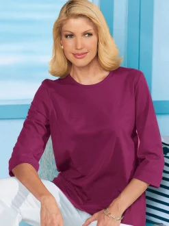 T-shirt femme confortable manches 3/4 à revers