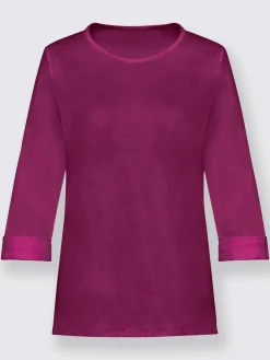 T-shirt femme confortable manches 3/4 à revers