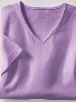 T-shirt femme simple confortable col v