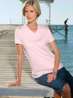 T-shirt femme simple confortable col v