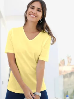 T-shirt femme simple confortable col v