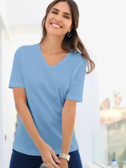 T-shirt femme simple confortable col v