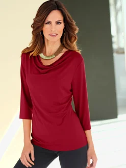 T-shirt femme souple col bénitier manches 3/4