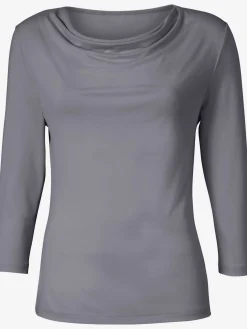 T-shirt femme souple col bénitier manches 3/4