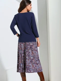 T-shirt femme souple col bénitier manches 3/4