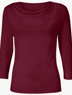 T-shirt femme souple col bénitier manches 3/4