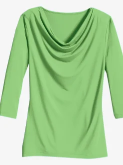 T-shirt femme souple col bénitier manches 3/4