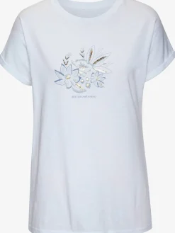 T-shirt imprimé brillant, doré et estival devant