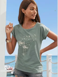 T-shirt imprimé fantaisie « pissenlit » devant