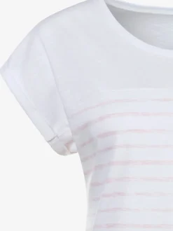 T-shirt imprimé rayé tendance devant et au dos