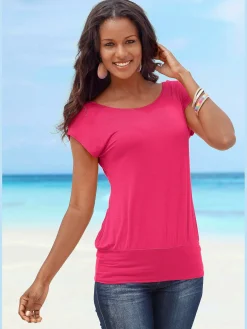 T-shirt long large ceinture à l'ourlet pour un port long ou court plissé