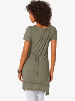 T-shirt long superbes détails en dentelle à l'encolure