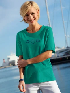 T-shirt manches courtes col rond imprimé coquillages