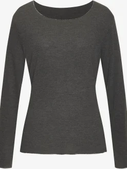 T-shirt manches longues bords pailletés raffinés à l'encolure, aux finitions des manches et à l'ourlet