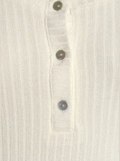 T-shirt manches longues courte patte de boutonnage devant avec boutons imitation nacre