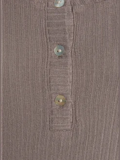 T-shirt manches longues courte patte de boutonnage devant avec boutons imitation nacre