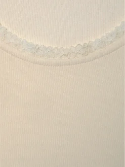 T-shirt manches longues dentelle florale délicate à l'encolure ronde