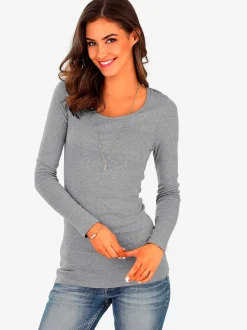 T-shirt manches longues matière côtelée de qualité
