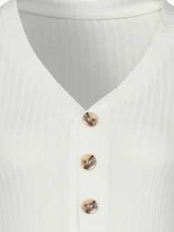 T-shirt manches longues petite patte de boutonnage avec boutons imitation corne