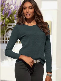 T-shirt manches longues tricot fin ajouré