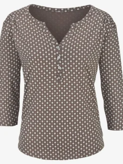 T-shirt patte de boutonnage avec boutons légèrement brillants