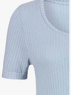 T-shirt petite patte de boutonnage avec boutons imitation corne