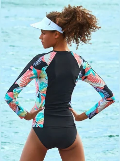 T-shirt pour la baignade manches imprimées – effet de couleur différent pour chaque pièce