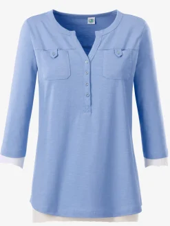 T-shirt simple patte boutonnage poches poitrines