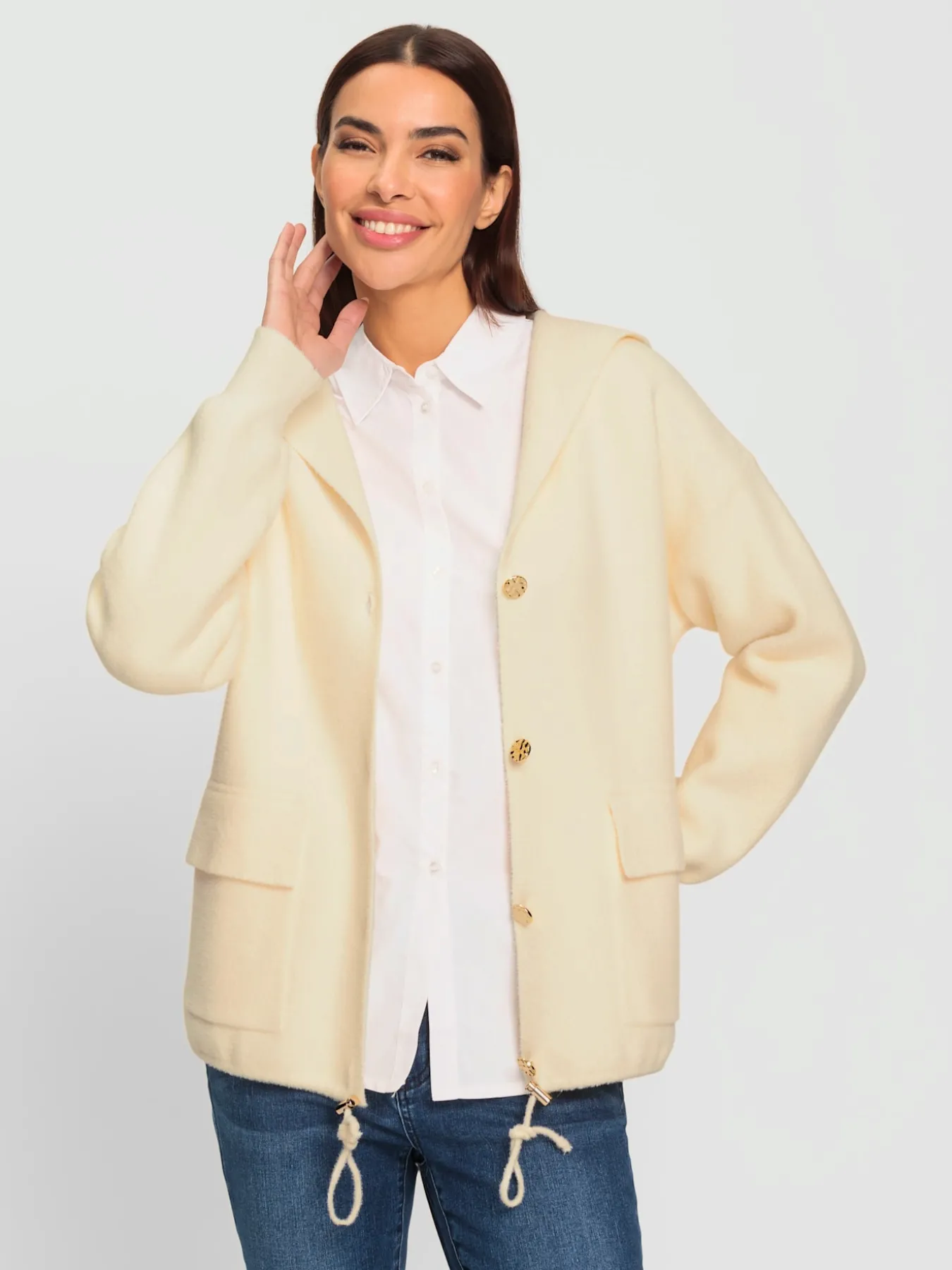 Veste à capuche en tricot tricot doux