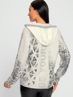 Veste à capuche en tricot imprimé mode