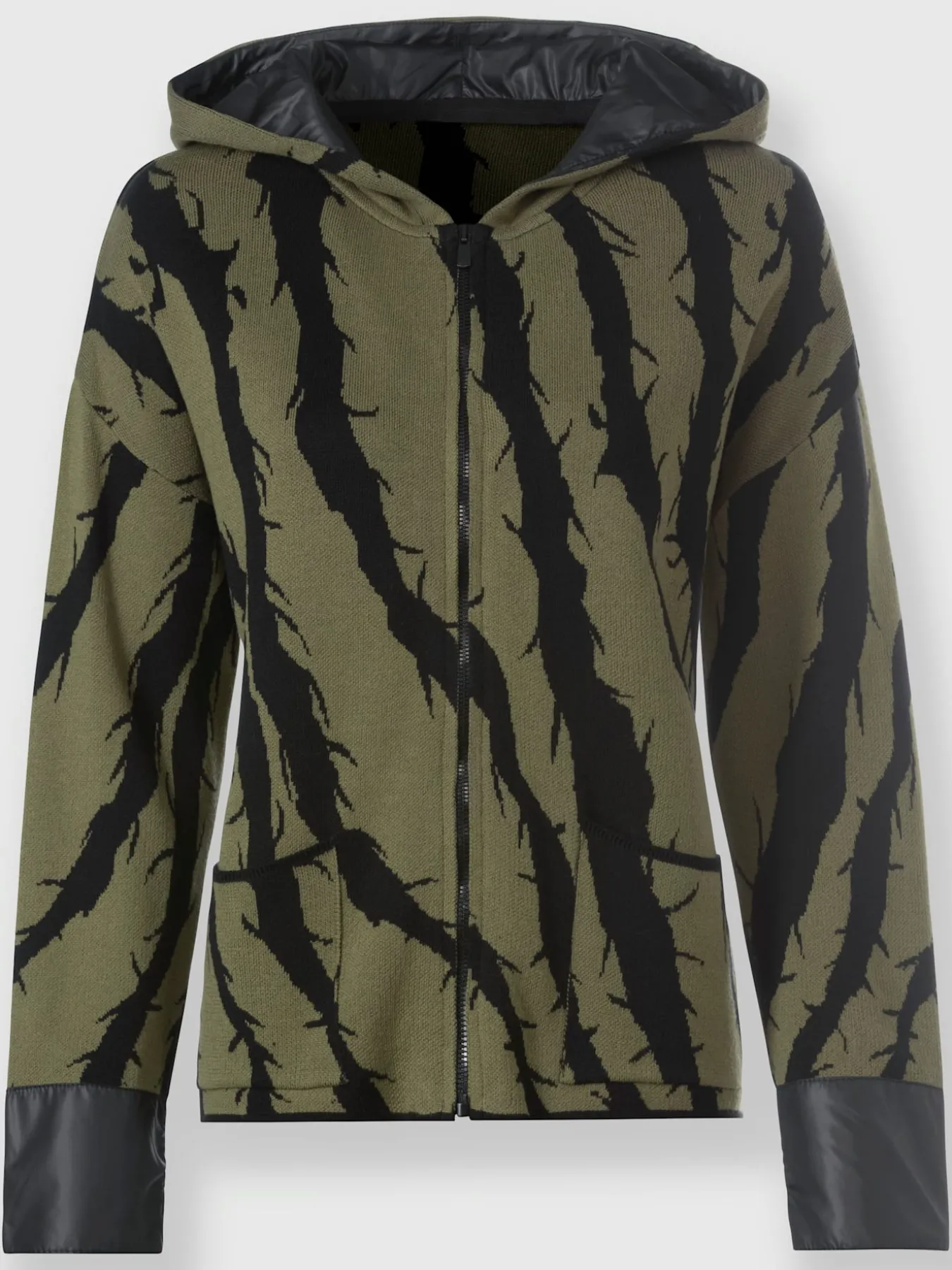 Veste à capuche en tricot mélange de matières tendance