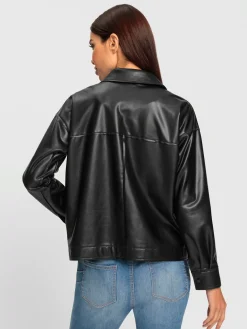 Veste chemisier imitation cuir souple