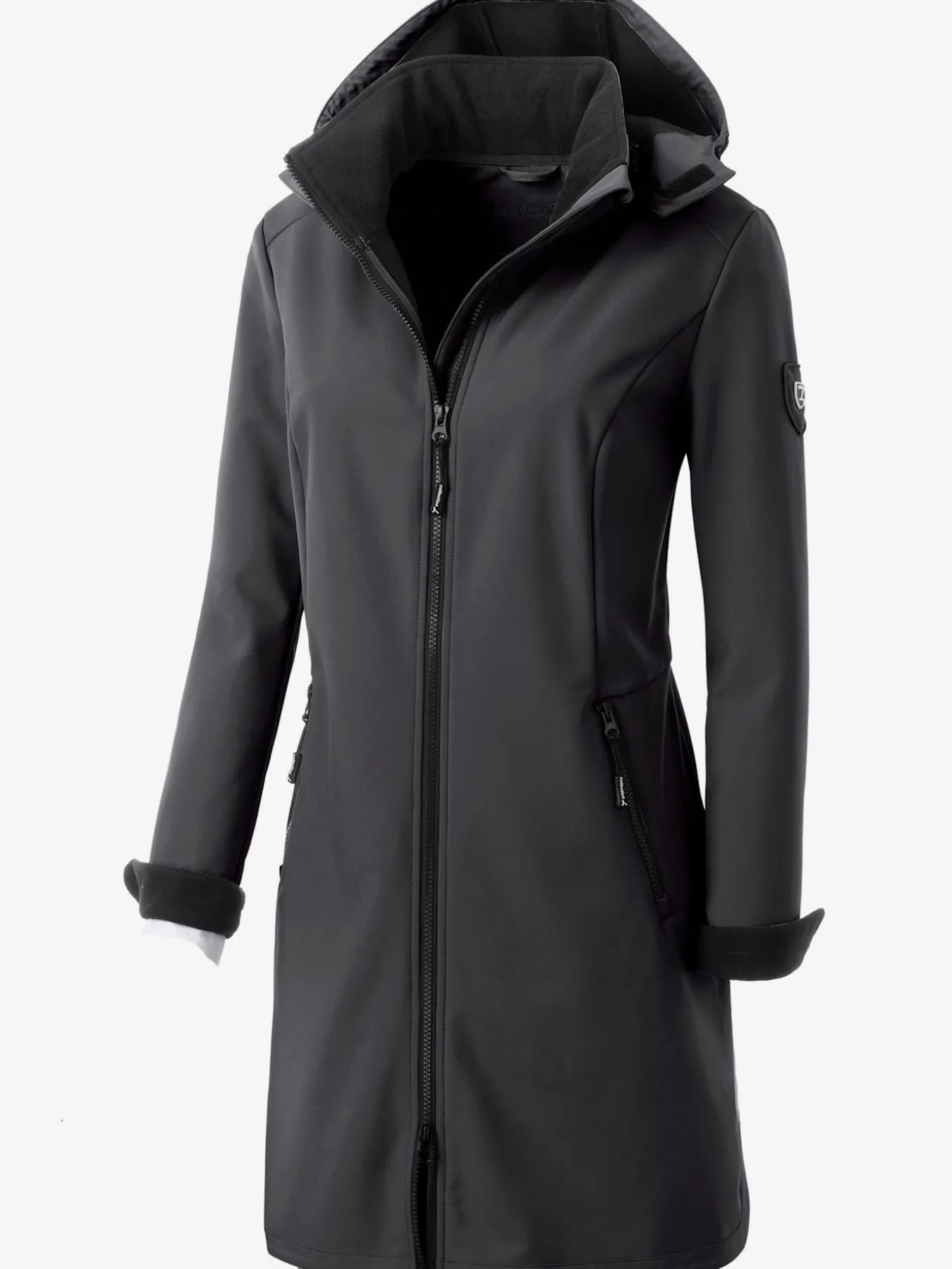 Veste coupe vent longue qualité softshell col montant avec capuche