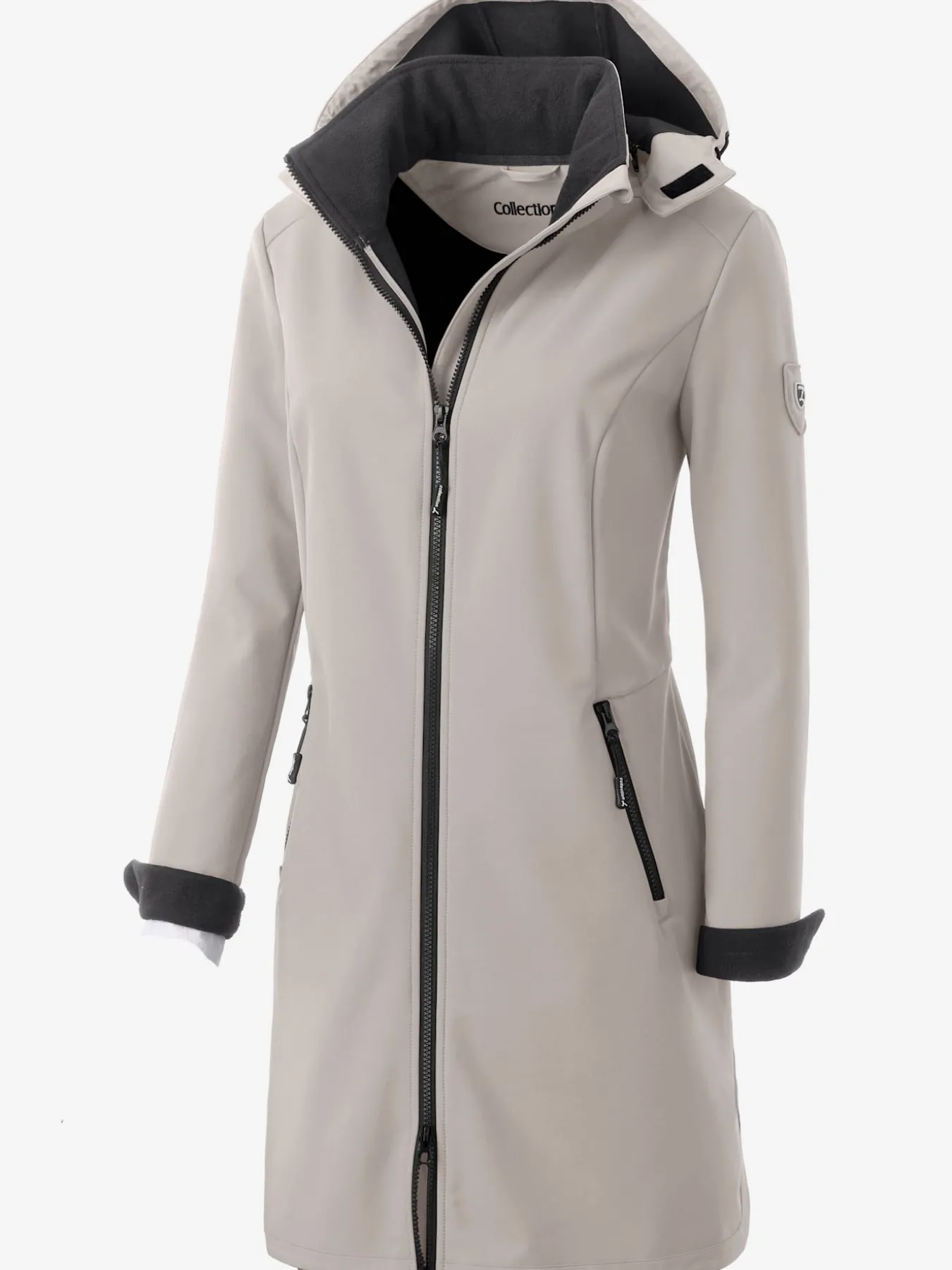 Veste coupe vent longue qualité softshell col montant avec capuche
