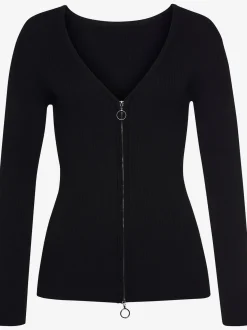 Veste courte en tricot à structure côtelée