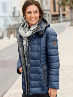 Veste décontractée col montant capuche doublure contrastée
