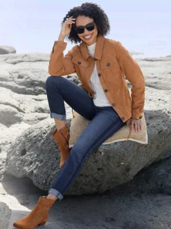 Veste en cuir coulisse à l'ourlet