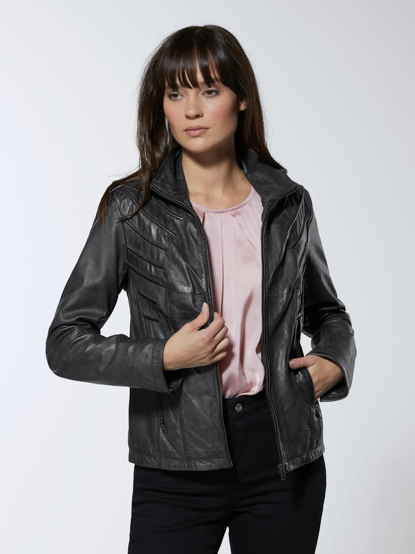 Veste en cuir pur cuir d'agneau nappa