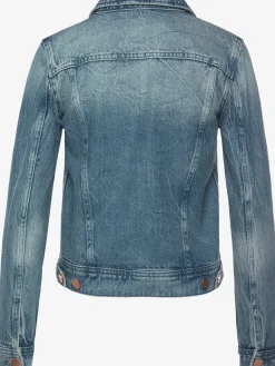Veste en jean boutons couleur or rose