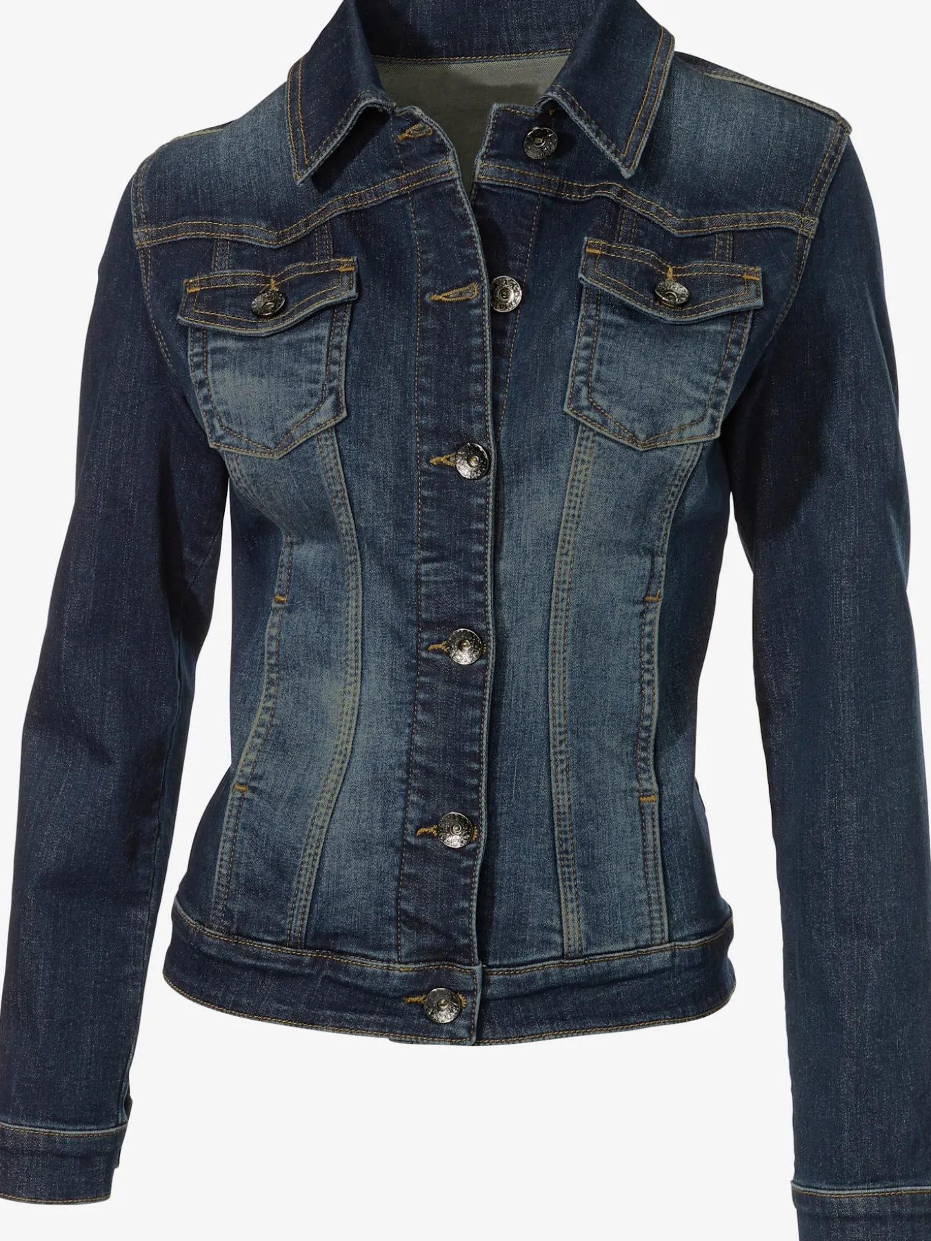 Veste en jean effet délavé et usé