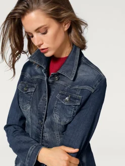 Veste en jean effet délavé et usé