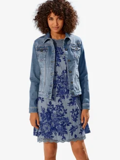 Veste en jean effet délavé et usé