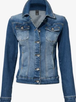 Veste en jean effet délavé et usé