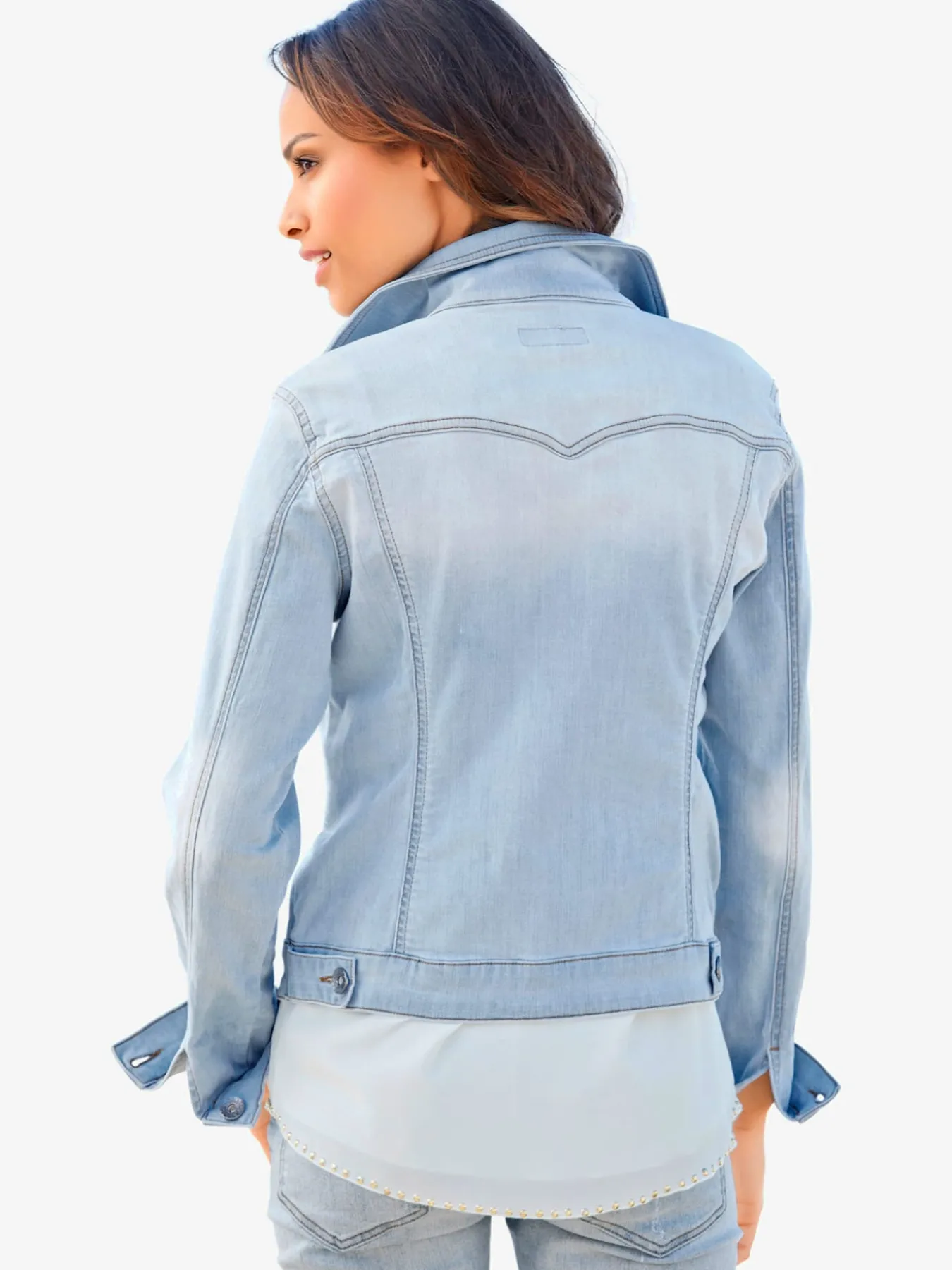 Veste en jean effet délavé et usé
