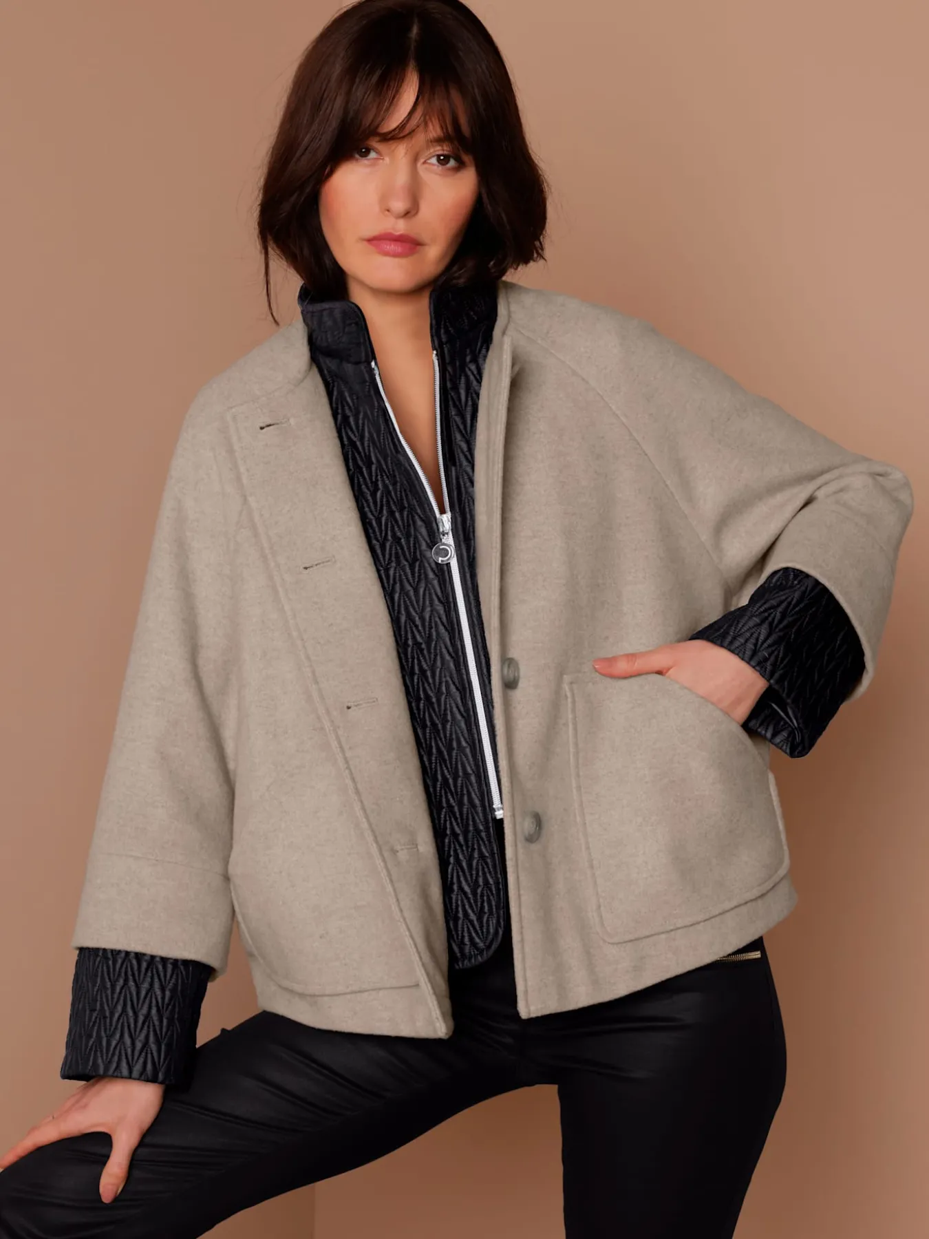 Veste en laine empiècement gilet