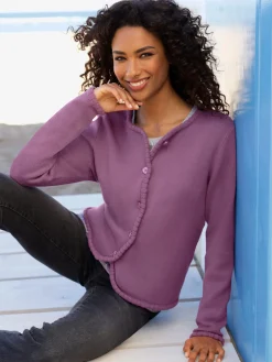 Veste en tricot bords ondulés élégants