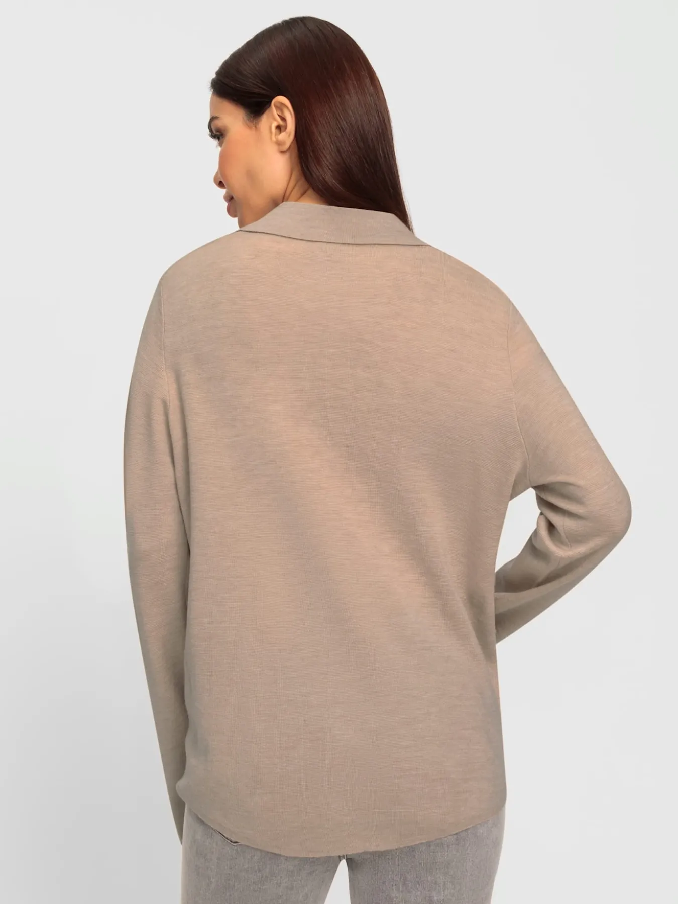 Veste en tricot col polo à longue patte de boutonnage