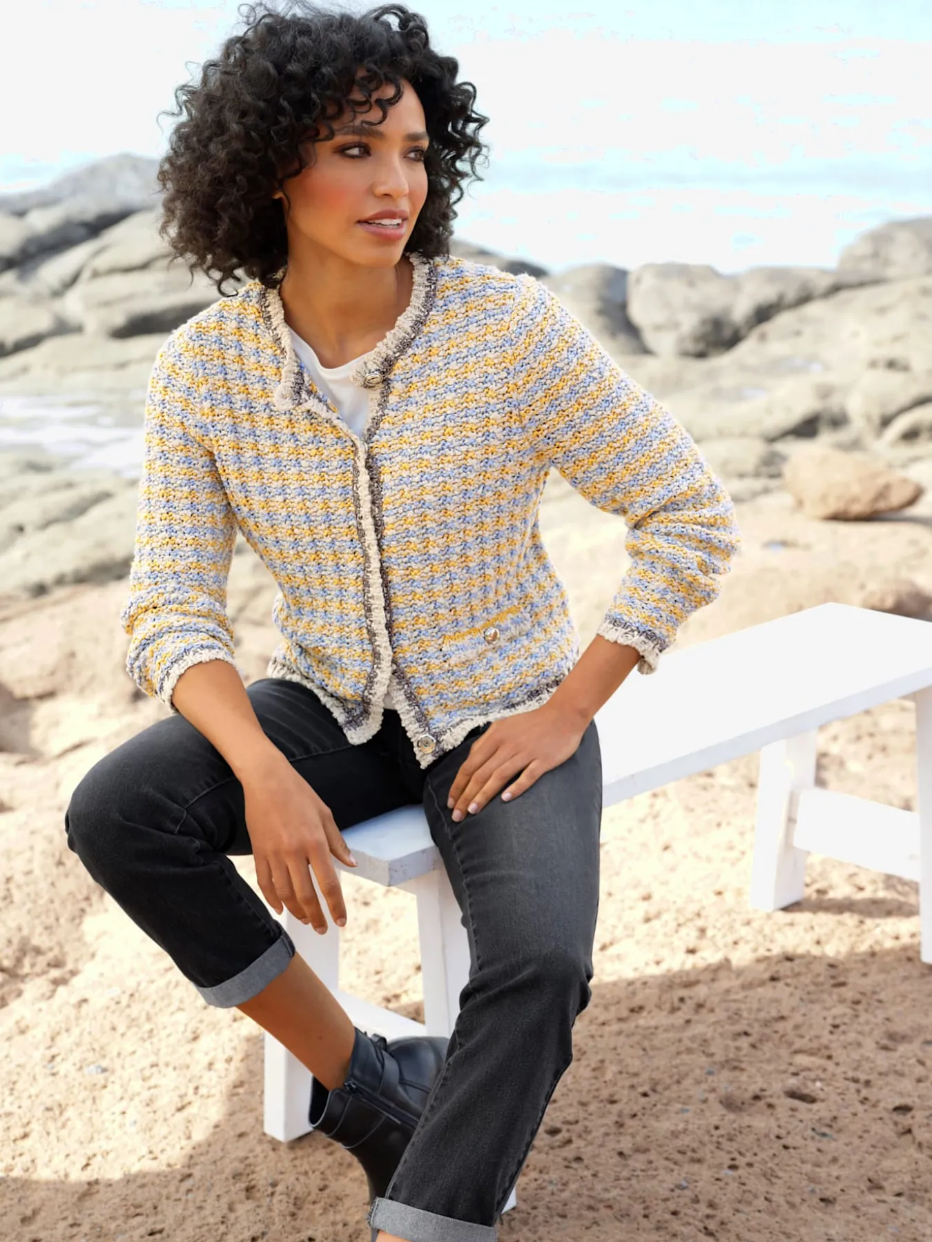 Veste en tricot fil fantaisie brillant