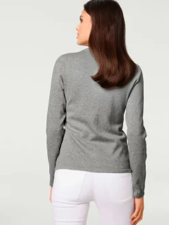 Veste en tricot fin superbe basique avec poches plaquées
