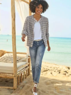 Veste en tricot forme blouson tendance